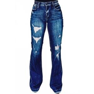 NEW PETRA153 deadwood flare jean in med wash